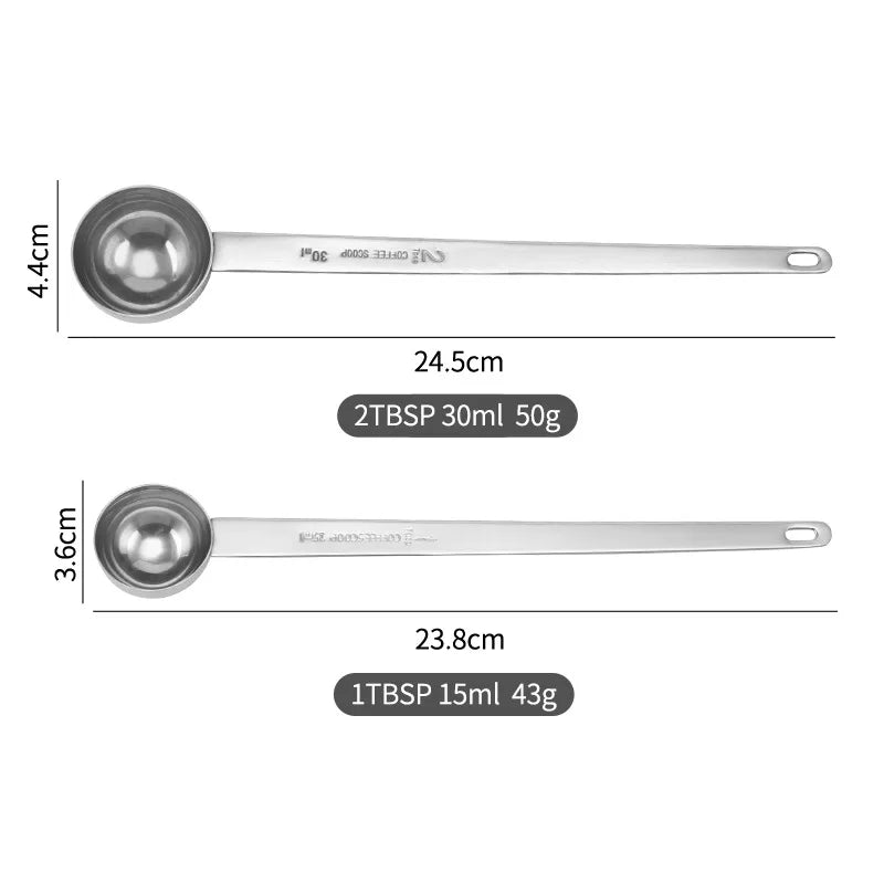 Afralia™ Stainless Steel Long Handle Coffee Measuring Spoon Set for Restaurant, Cafe, or Home