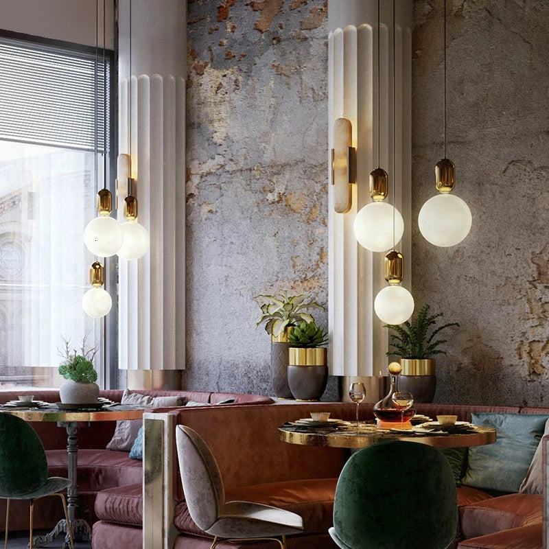 Afralia™ Modern Glass Chandelier Pendant Lights, Black Gold Hanging Lamp for Dining Room and Bedroom