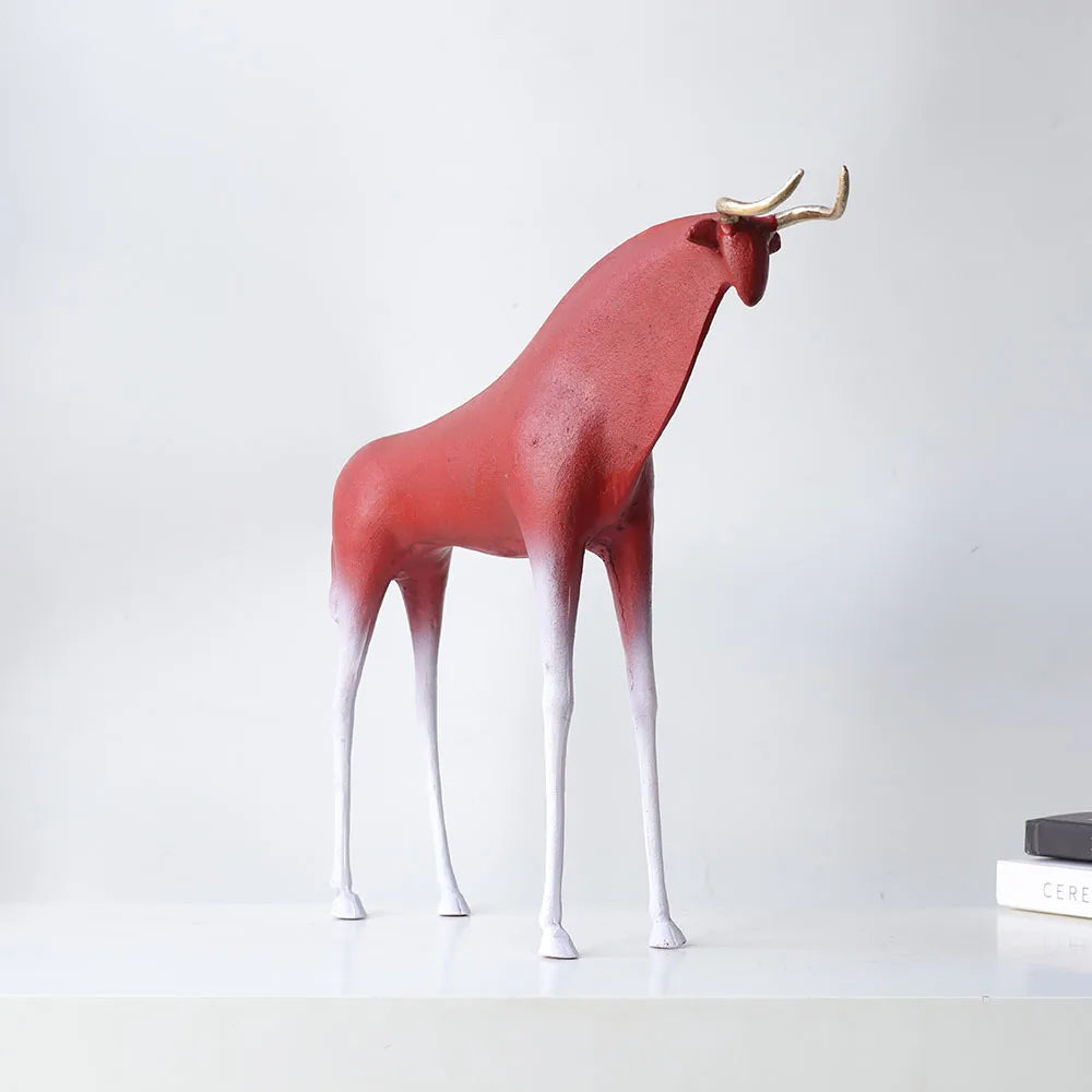 Afralia™ Iron Horse Figurine: Abstract Animal Cattle Ornament for Home Decor