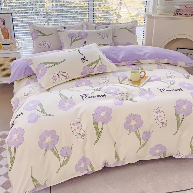 Afralia™ Cotton Printed Bedding Set: Thick & Cozy Single Bedclothes for Adults & Kids