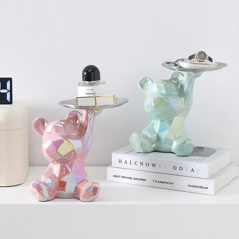 Geometric Bear Coin Bank by Afralia™: Ceramic Home Decor and Organizer