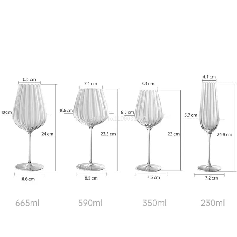 Afralia™ Luxe Ripple Crystal Glasses Set - Elegant Wine & Champagne Goblets for Home & Parties