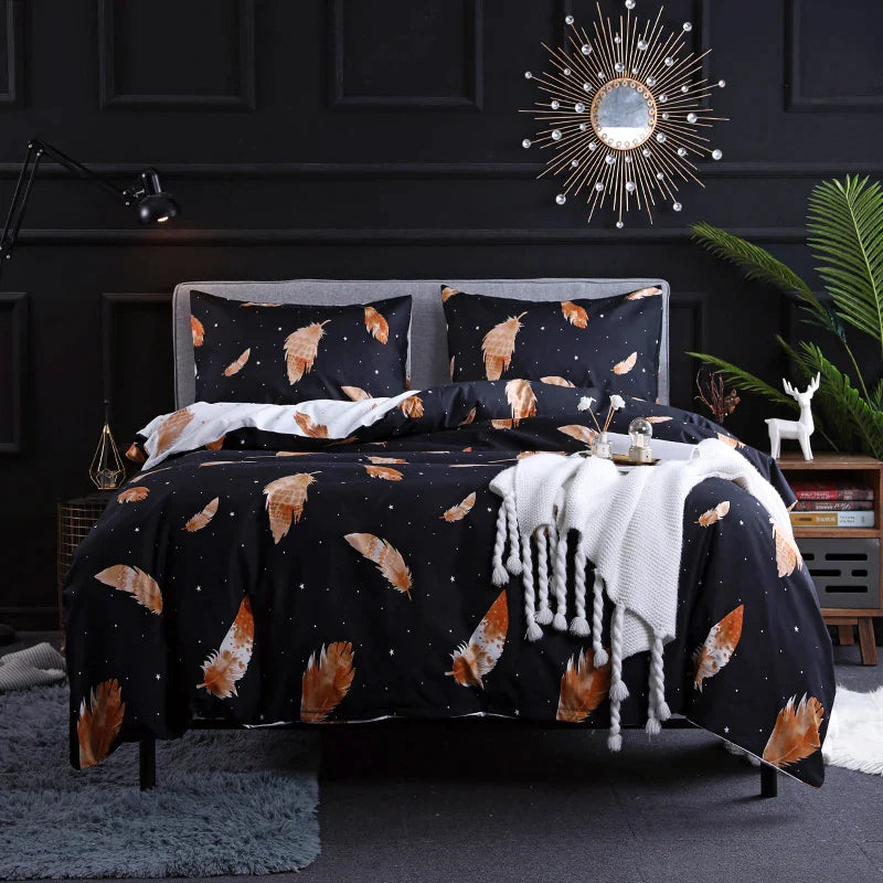 Afralia™ Soft Flower Feather Duvet Cover Set with Pillowcase