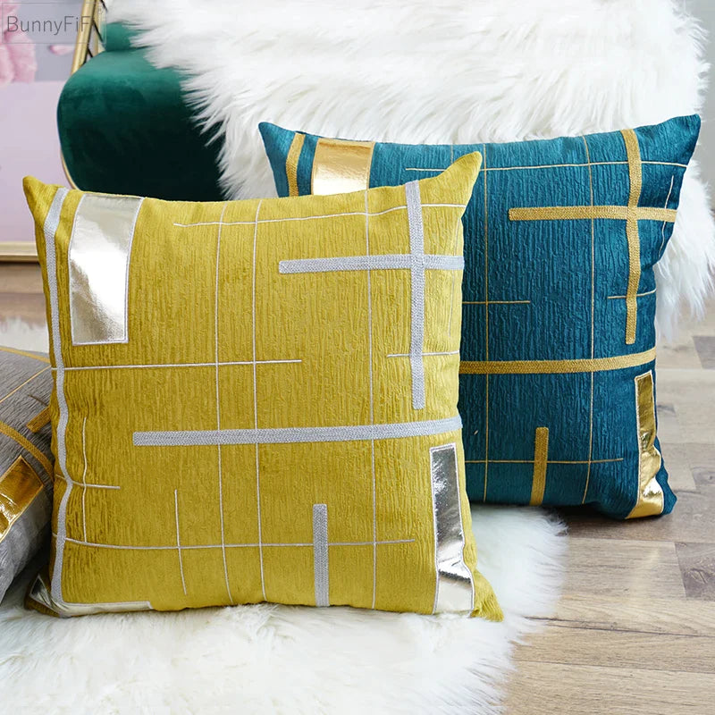 Afralia™ Embroidery Geometric Pillow Cover 45x45cm/30x50cm Home Decor for Couch, Sofa, Chair