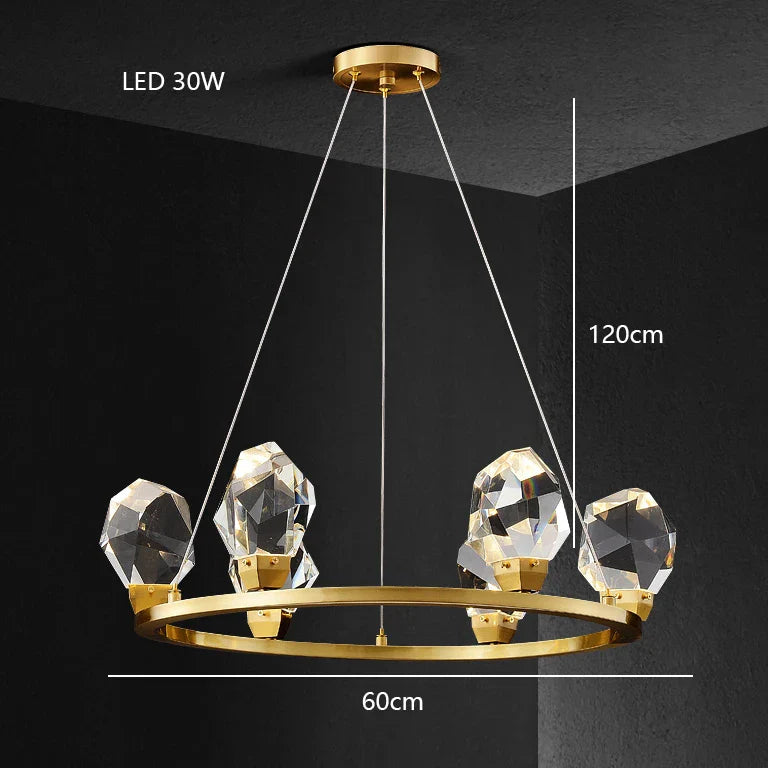 Afralia™ Diamond Crystal Brass LED Pendant Light Gold Luxury Hanglamp