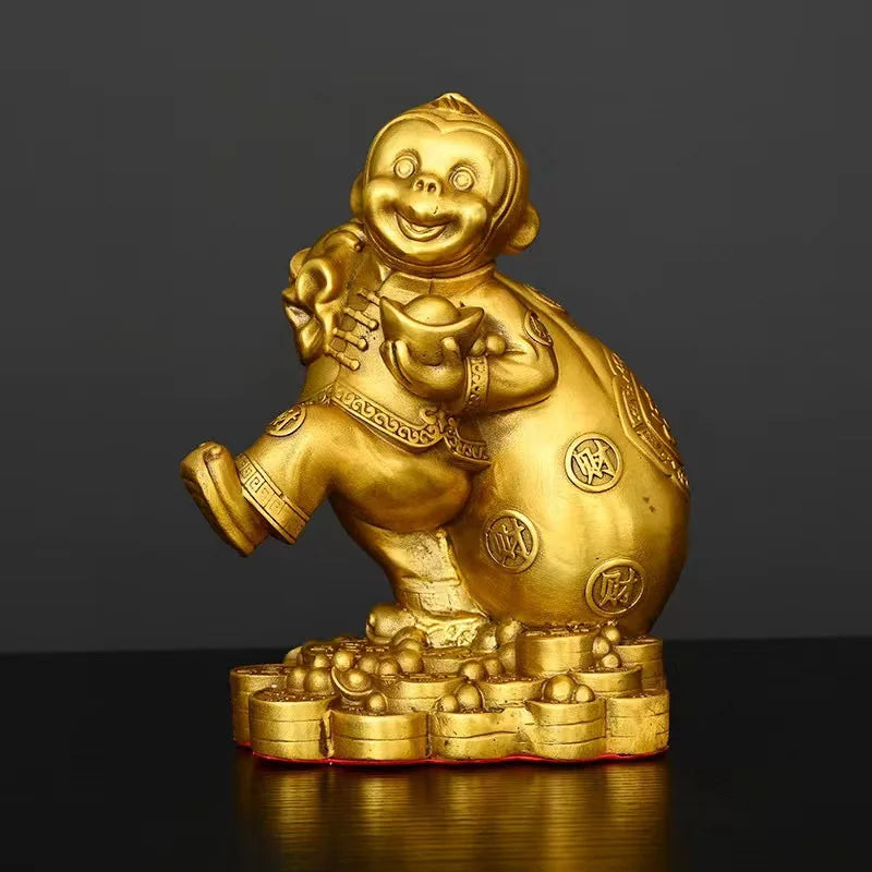 Afralia™ Metal Monkey Zodiac Ornament - Chinese Style Home Decor & Feng Shui Accessory