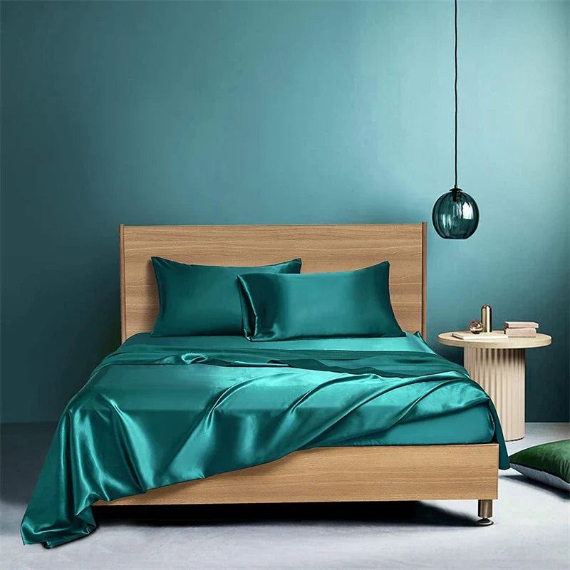 Afralia™ Satin Bed Sheet Set for Luxury High-End King Queen Twin Full Size Bed
