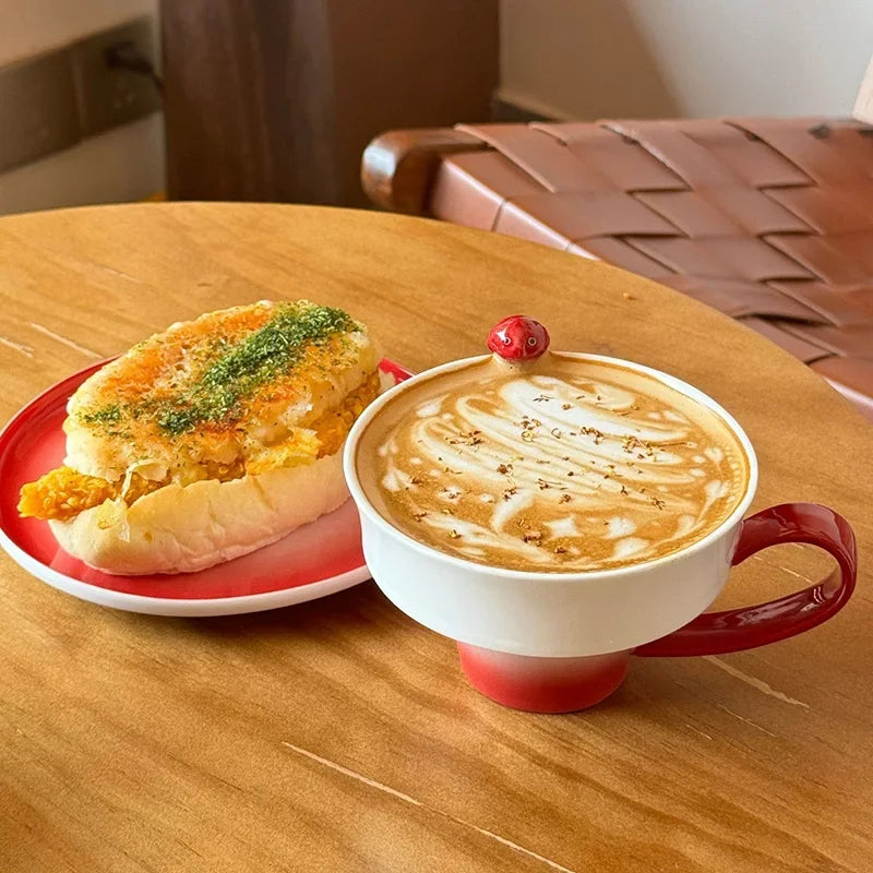 Afralia™ Gradient Ceramic Cup & Saucer Set - Colorful Tea & Coffee Mug for Dining Table