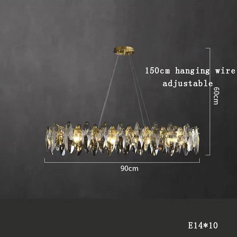 Afralia™ Kristal 2024 Chandelier LED Light for Dining and Living Room Decor