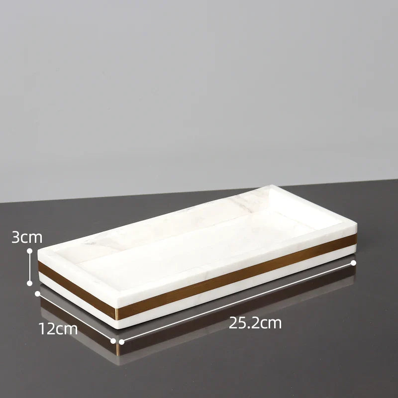 Afralia™ Volakos White Marble Bathroom Set with Golden Accents