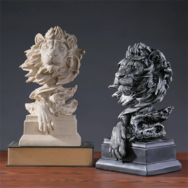 Afralia™ Vintage Lion Head Resin Crafts for Home & Office Decoration