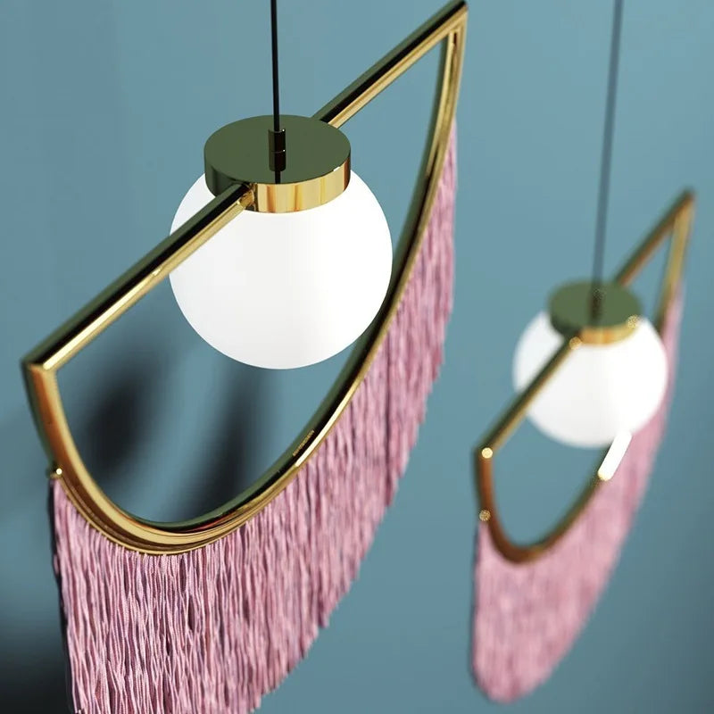 Afralia™ Eyelash Style LED Tassel Pendant Lamp for Bedroom and Living Room