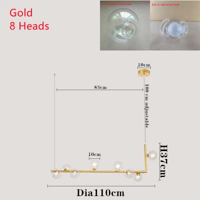 Afralia™ Dual Glass Lamp Ceiling Chandelier LED Suspension Light for Dining and Kitchen