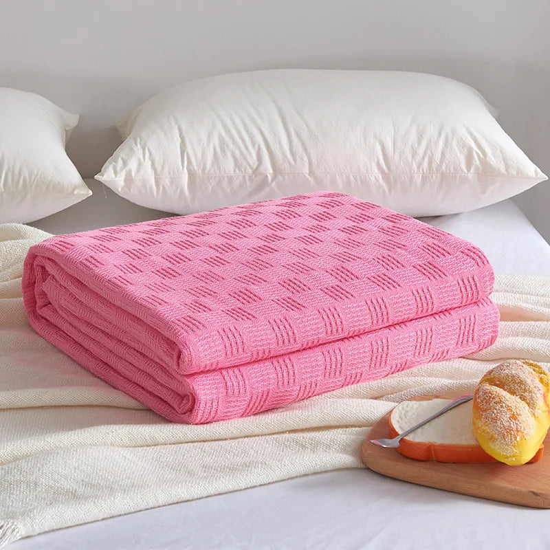 Afralia™ Cotton Waffle Towel Quilt Single Blanket for Office & Picnics