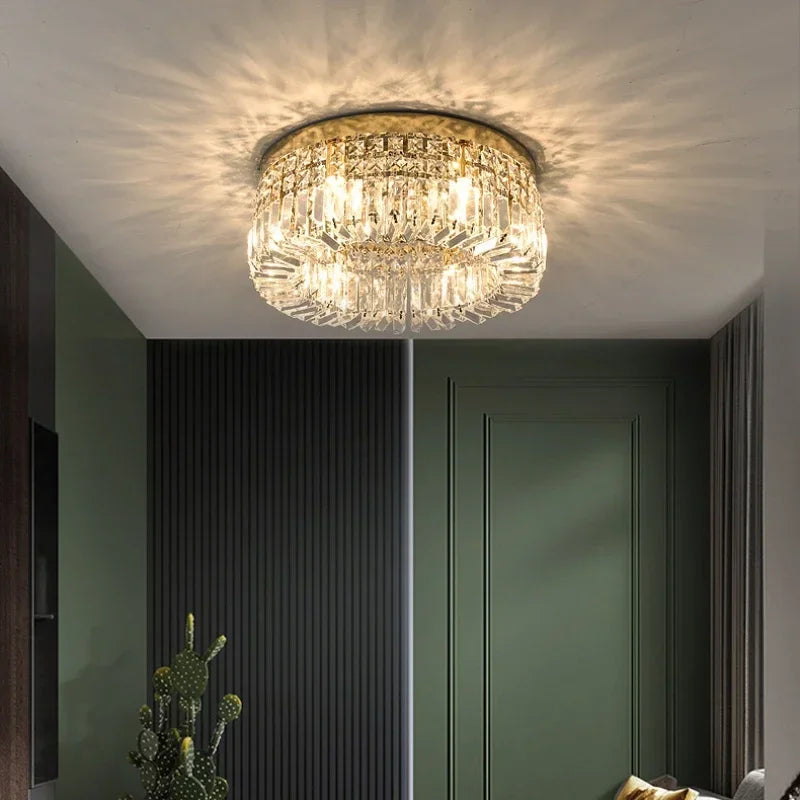 Afralia™ Crystal Glass Round LED Ceiling Light - Luxury Indoor Lighting Solution