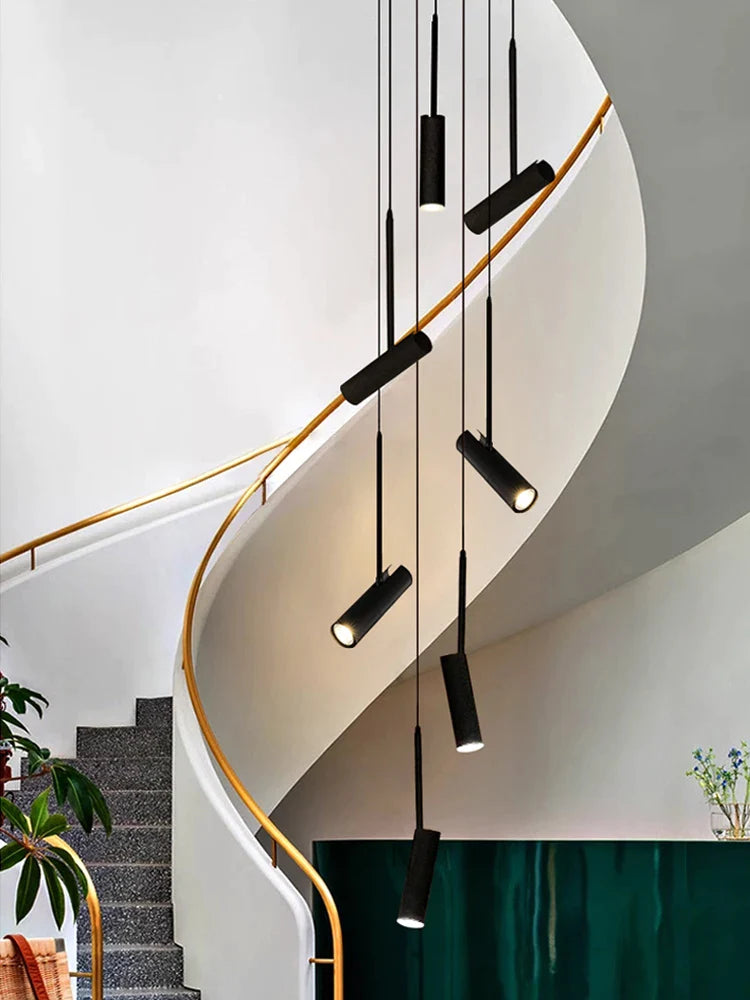 Afralia™ Nordic Chandelier: Modern Cylindrical Spotlight for Living Room, Dining Room, Staircase