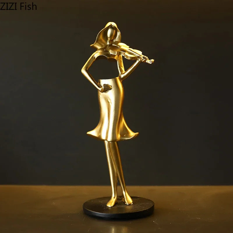 Afralia™ Accordion Musician Resin Sculpture for Aesthetic Room Decor