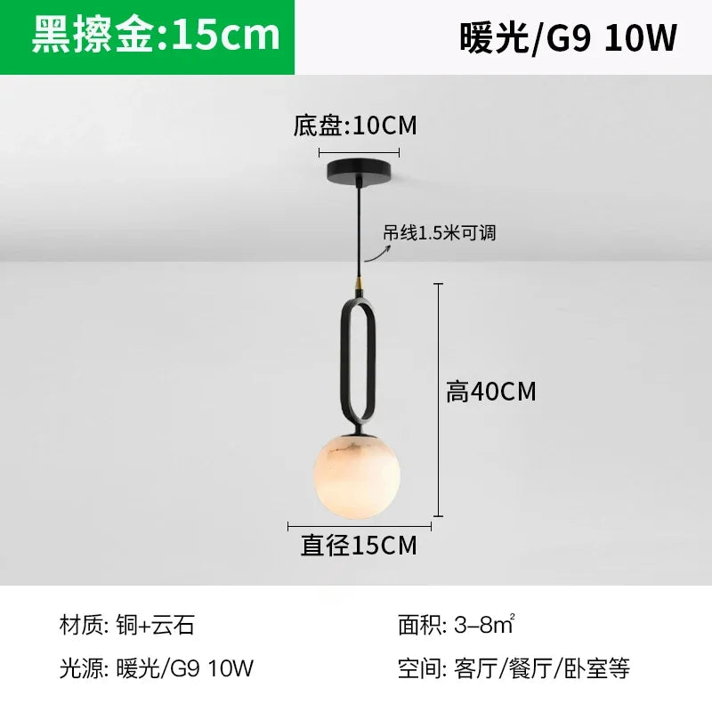 Afralia™ Copper Marble Pendant Light: Modern Hanging Chandelier for Home, Hotel, Living Room