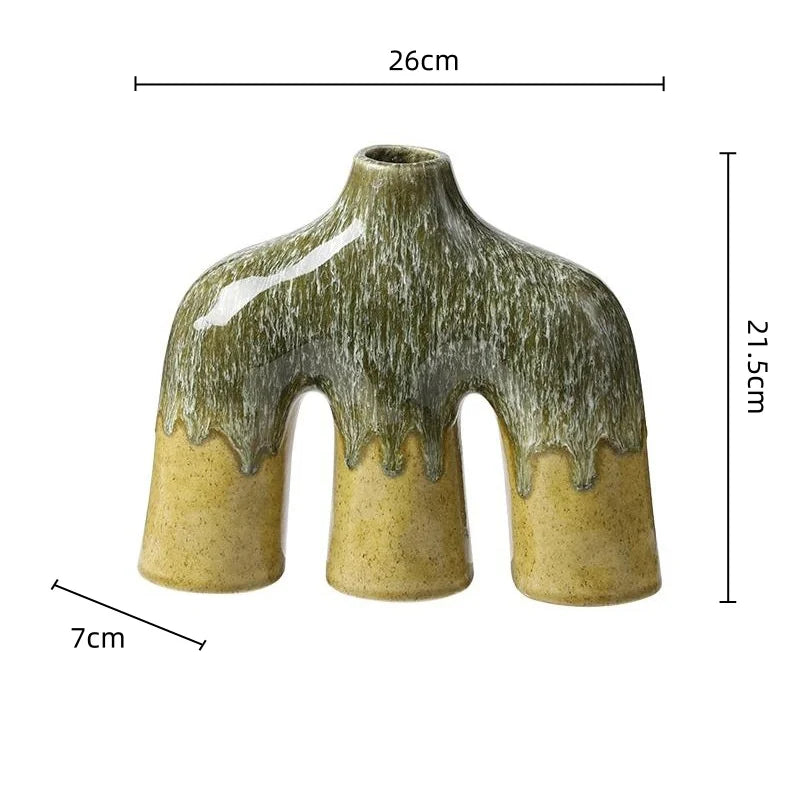 Afralia™ Abstract Kiln-changing Glaze Ceramic Vase for Home Decor and Floral Arrangement