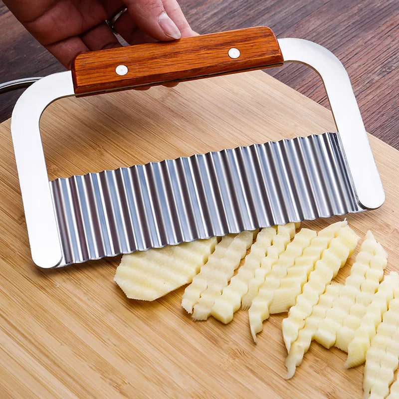 Afralia™ Wavy Potato Cutter Stainless Steel Slicer French Fry Chopper Vegetable Knife