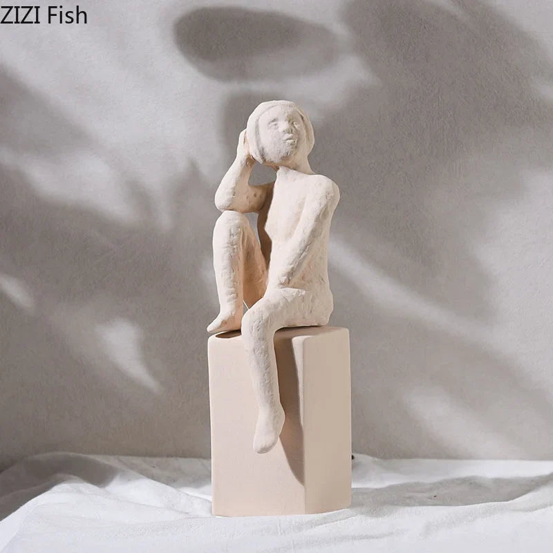 Afralia™ Abstract Family Character Ceramic Sculpture Desk Decoration