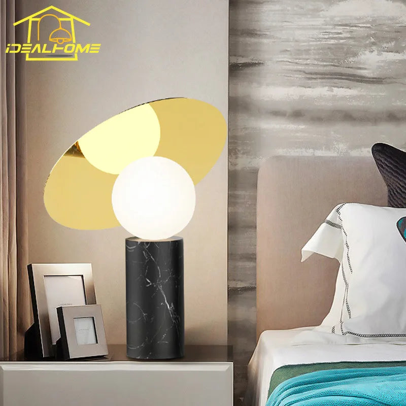Afralia™ Marble Base Table Lamp LED G9 Modern Art Decor Desk Light