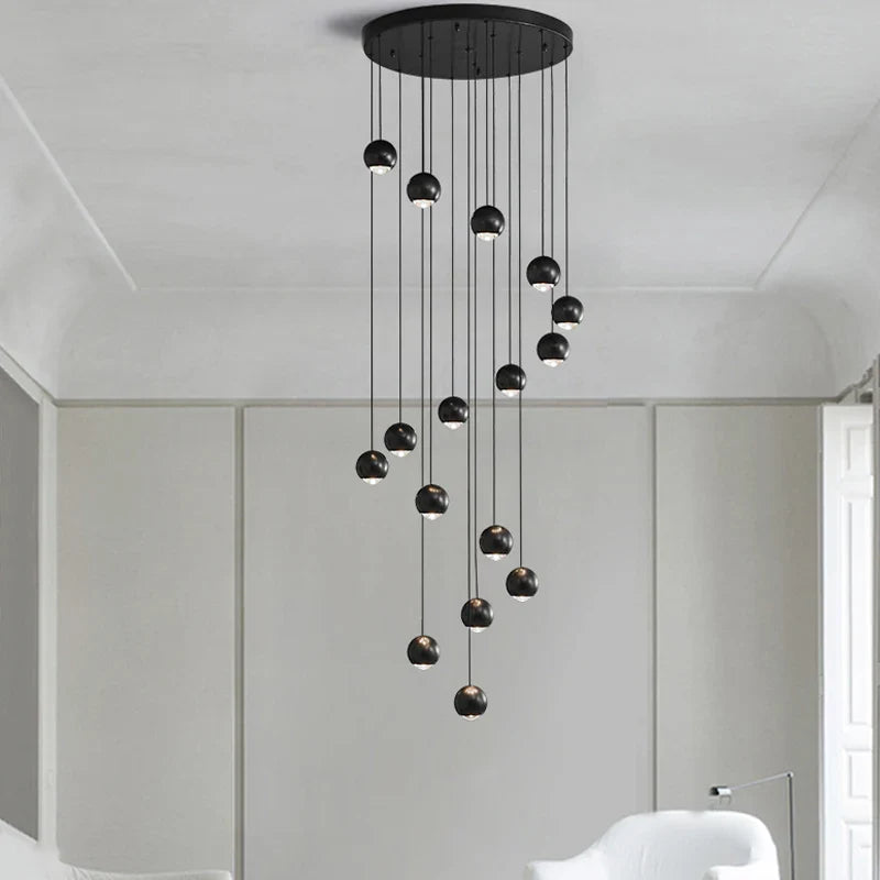 Afralia™ Metal Globe Lens Chandelier for Living Room Kitchen Bedroom Staircase