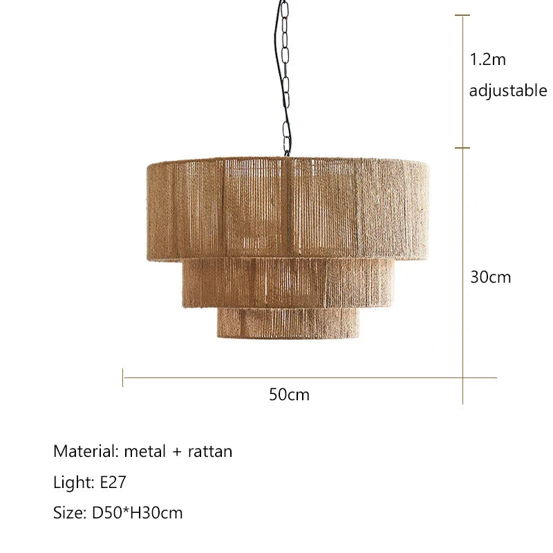 Afralia™ Wabi Sabi Rattan Pendant Light Chandelier for Home Decor & Living Room