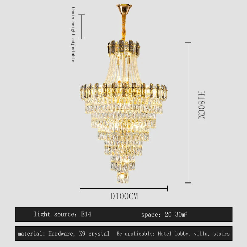 Afralia™ Crystal Chandelier: Stylish High Spiral Staircase Pendant Lighting