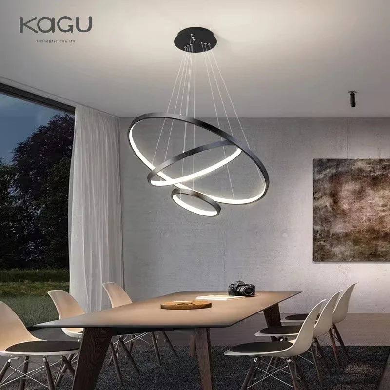 Afralia™ LED Ceiling Chandelier Round Pendant Light for Modern Home Interior Lighting