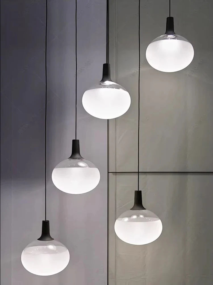 Afralia™ Matt Glass Dimmable LED Ceiling Chandelier for Dinning Room