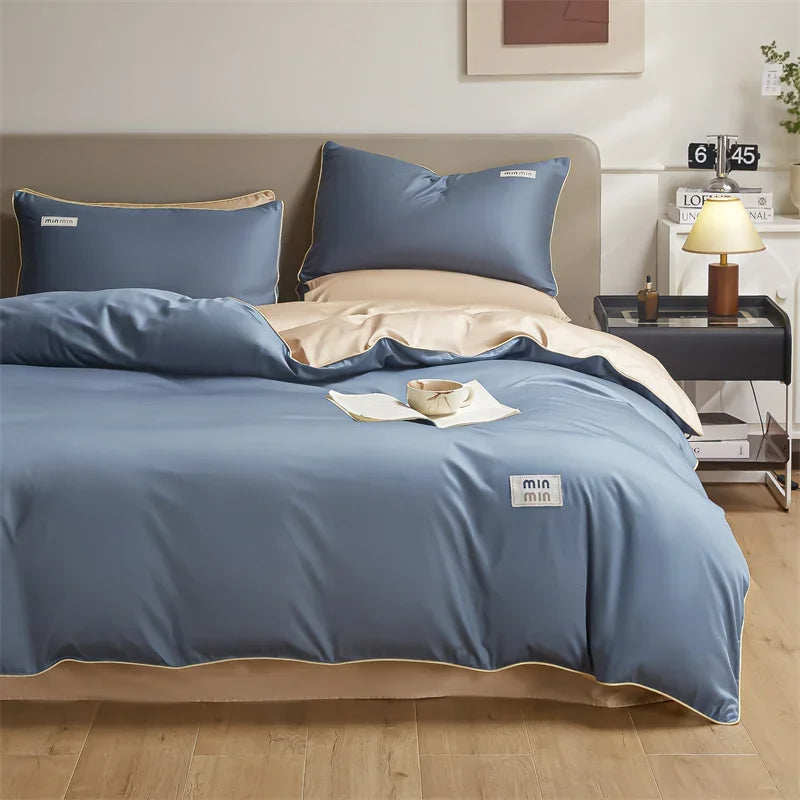Afralia™ 100% Egyptian Cotton Solid Color Bedding Set - Queen King Single Size
