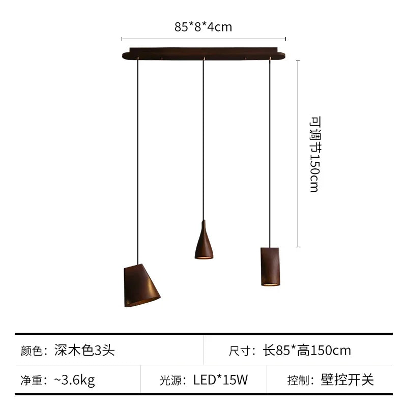 Afralia™ Nordic Wood Bedside Lamp LED Chandelier for Bedroom, Restaurant, and Bar Table