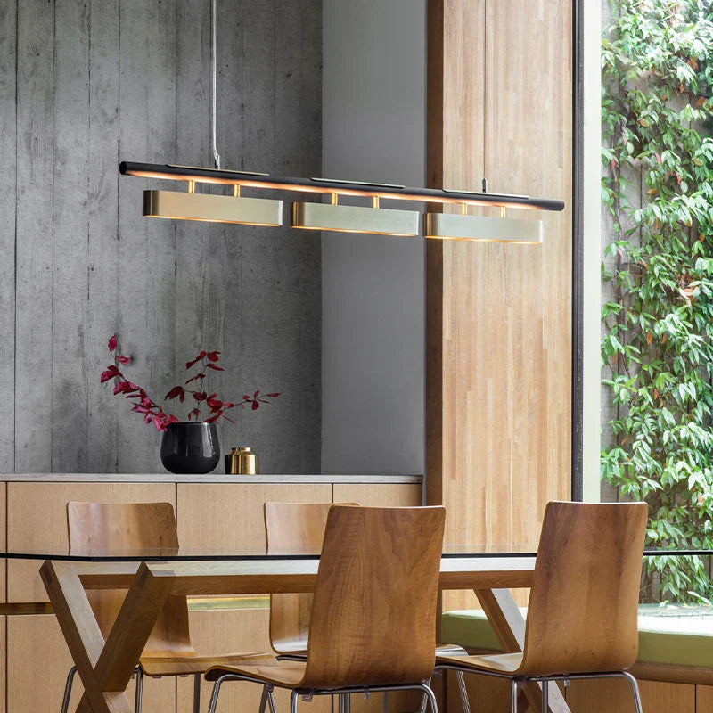 Afralia™ Modern Black Gold LED Pendant Chandelier for Cafe Bar Kitchen Island