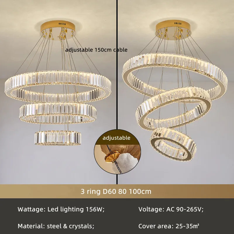 Afralia™ Crystal Chandelier: LED Dimmable Pendant Light for Stairs, LED Luminaria Fixture