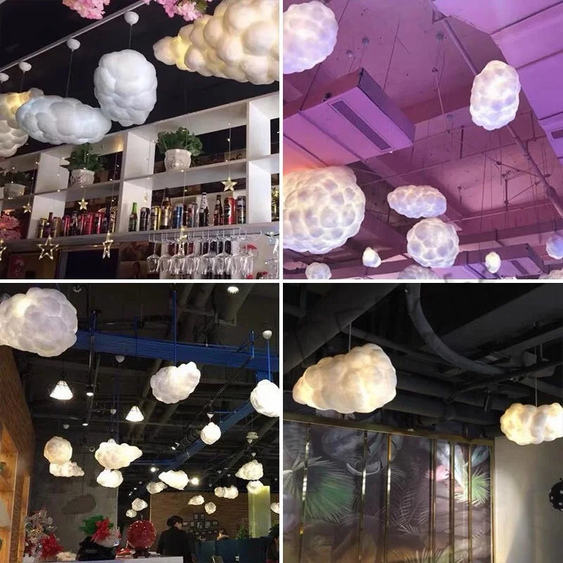 Afralia™ Cloud Chandelier: Cotton Lampshade Hanging Light for Bedroom & Living Room