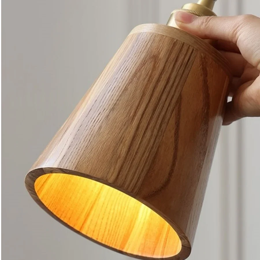 Afralia™ Ash Wood LED Wall Lamp with Pull Chain Switch for Home Decor