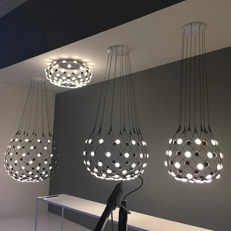 Afralia™ LED Net Pocket Pendant Light: Minimalist Creative Art Chandelier for Living Room