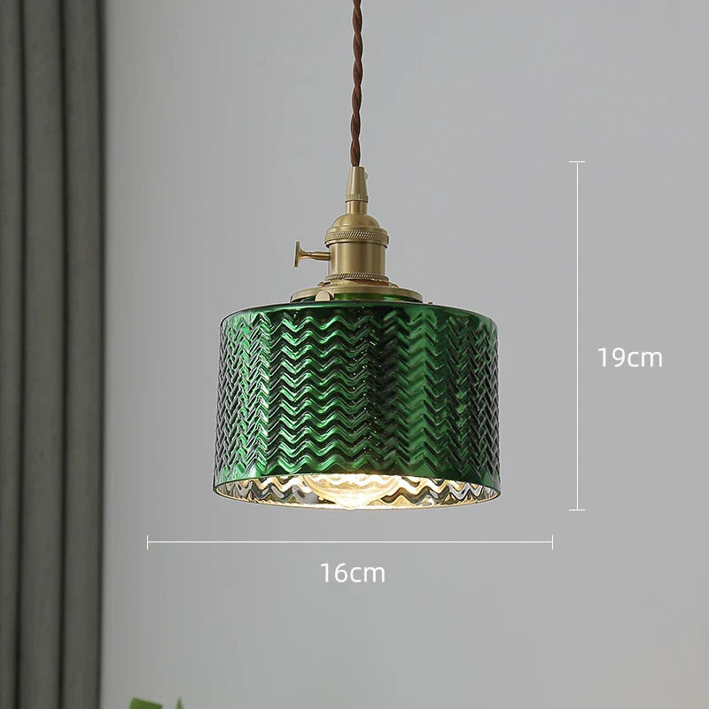 Afralia™ Green Glass LED Pendant Lights for Indoor Lighting in Home, Living Room, Bar & Coffee