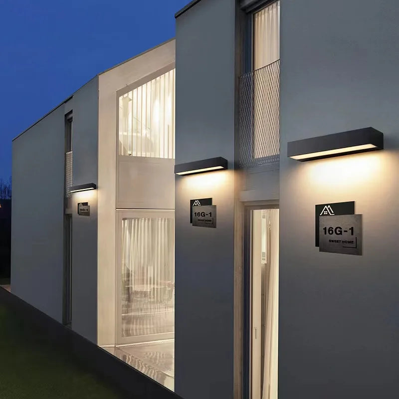 Afralia™ Outdoor Waterproof LED Wall Lights for Balcony Patio Garden Porch, Aluminum, 12W 18W 30W