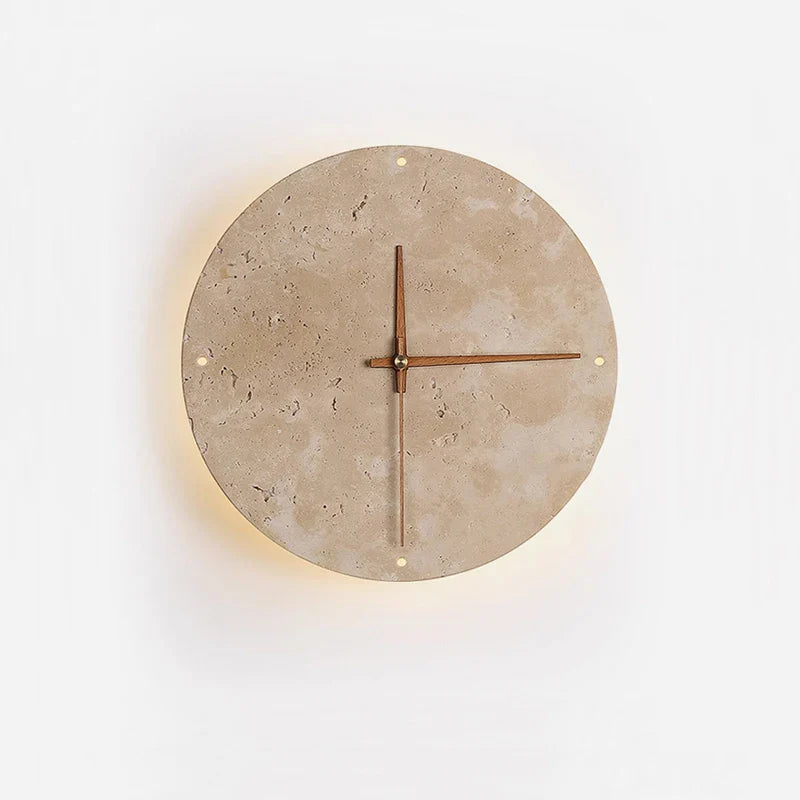 Afralia™ Yellow Marble Wall Light Clock for Living Room & Restaurant