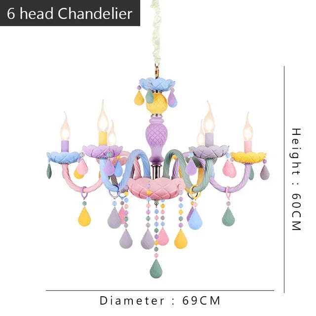 Afralia™ Rainbow Crystal Chandelier for Bedroom Princess Makaron Pendant Light