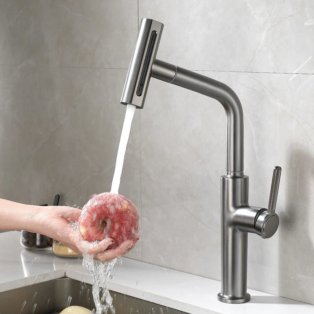 Afralia™ Black Pull Out Kitchen Faucet with Waterfall Stream Sprayer Head