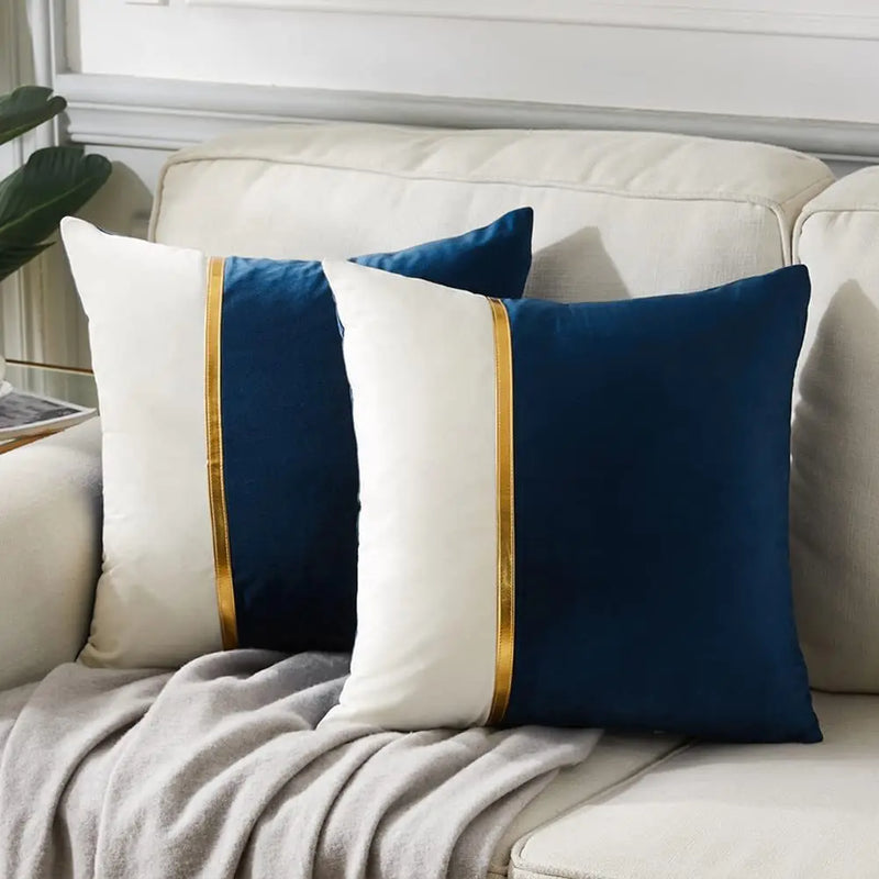 Afralia™ Velvet Gold Bar Pillow Case 45x45 - Soft Blue & Turquoise Cushion Cover