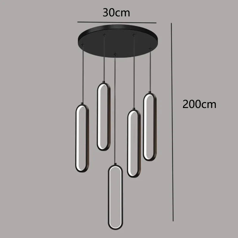 Afralia™ LED Staircase Chandeliers | Modern Pendant Light for Living Room