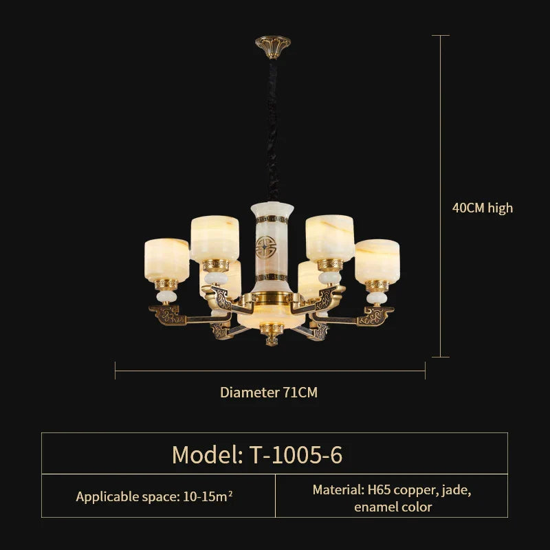 Afralia™ Luxury Zinc Alloy Jade Chandelier for Living Room, Villa, and Restaurant