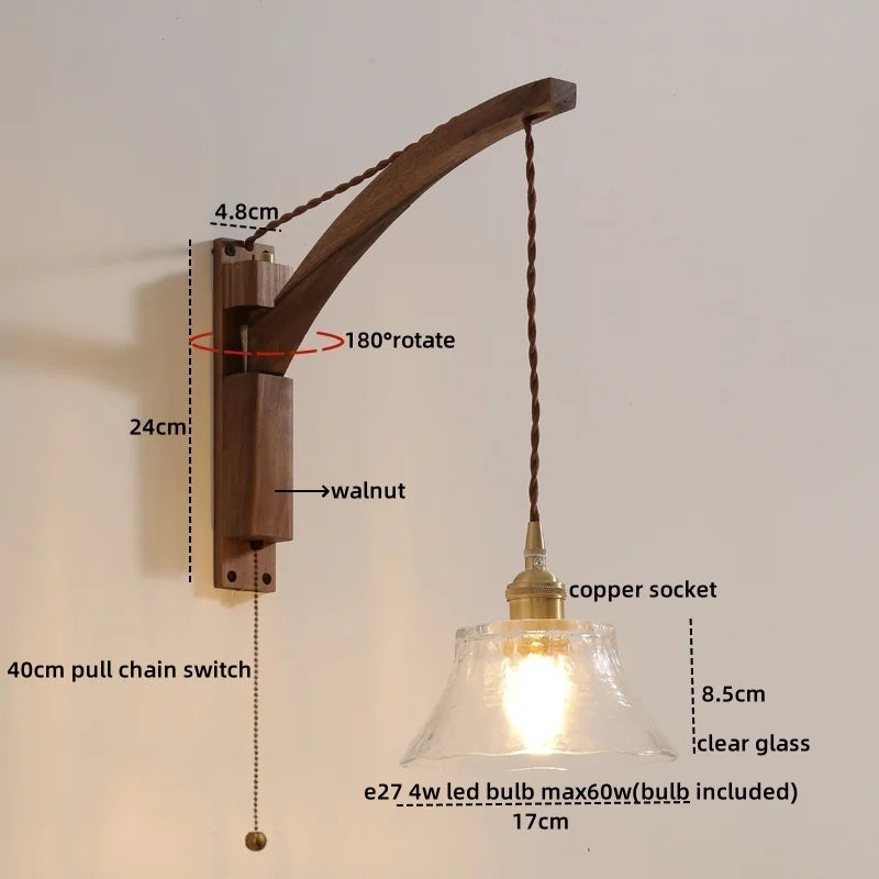 Afralia™ Nordic LED Wall Sconce Walnut Copper Stair Light Fixtures
