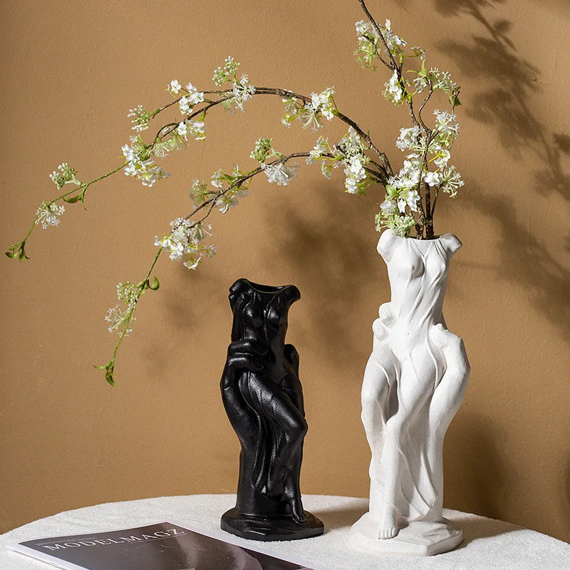 Afralia™ Venus Hand Ceramic Vase Nude Art Decor Ornament Palm Home Decoration