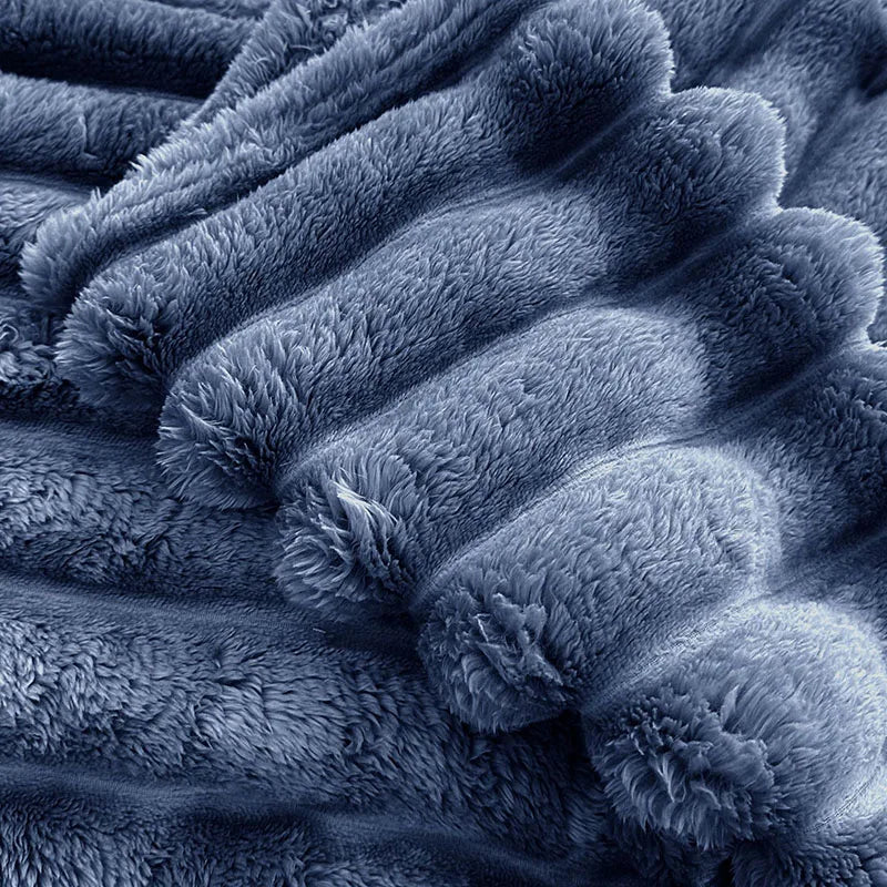 Afralia™ Ribbed Lamb Plush Blanket - Soft Faux Rabbit Velvet Wool Throw Blanket