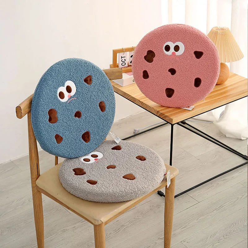 Afralia™ Teddy Hair Memory Foam Office Chair Cushion - Round Seat Pad